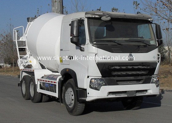 336HP 6X4 LHD A7 شاحنة خلط الخرسانة 9CBM ، مقاومة للخدوش شاحنة صهريج شاحنة الأسمنت