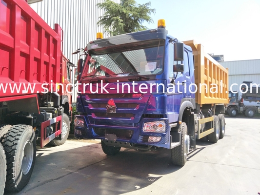 أزرق أصفر SINOTRUK HOWO 400HP 6x4 TIPPER DUMP TRUCK LHD Euro II