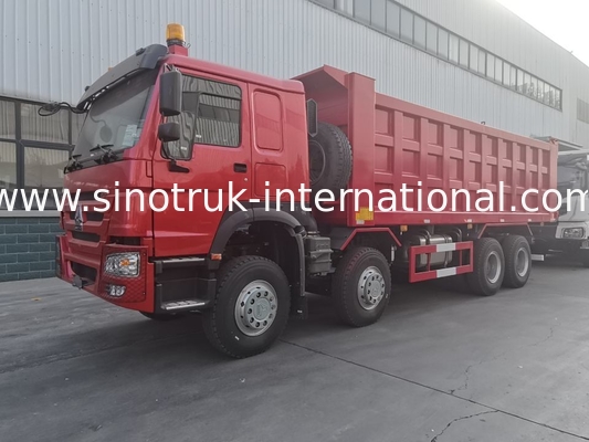 شاحنة قلابة حمراء SINOTRUK HOWO 8X4 400hp 12 عجلات