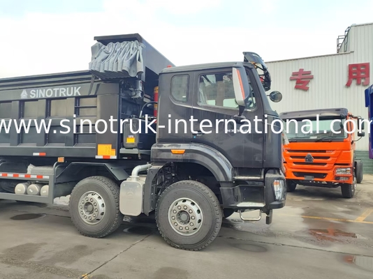 HOWO NX 380HP RHD شاحنة رمادية سوداء مع غطاء القماش