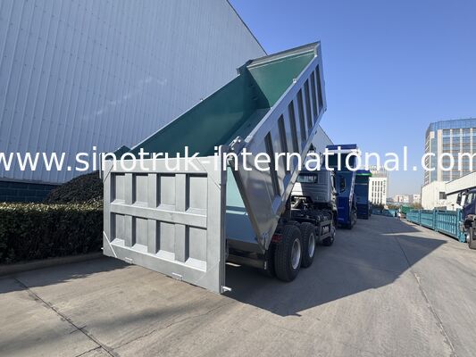 سينوتروك هوهان نيو هوو تيبر ديمب شاحنة الرفع الوسطى 6 × 4 RHD صندوق الشحن 19-20CBM اللون المخصص للعميل الماس الفضة 400HP