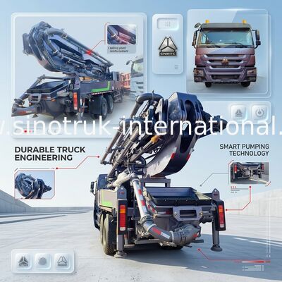 السلطة العالية HOWO 380HP شاحنة مضخة ذكية 52m بوم 6x4 سحب للصب الرأسي لا مثيل له