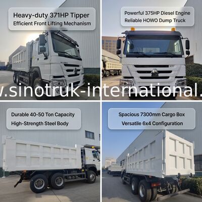 SINOTRUK HOWO 371HP شاحنة قمامة ثقيلة مع 10 عجلات وصندوق شحن مستطيل