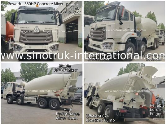شاحنة خلاطة HOWO بقوة حصانية عالية 371 حصان واستهلاك وقود منخفض LHD 6×4 10 عجلات