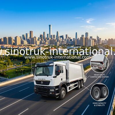 شاحنة القمامة الضغطية ذات الحجم الكبير 18m3 مع محرك 371HP وإطارات ثقيلة للخدمة لإدارة النفايات بكفاءة