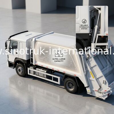 شاحنة نفايات مضغوطة SINOTRUK 300 حصان 4×2 بقوة دحرجة 30 طن لإدارة النفايات بكفاءة