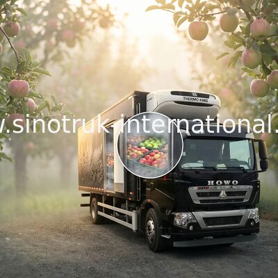 Professional Refrigerated Closed Van Truck White / Red / Black Freezer Box Truck