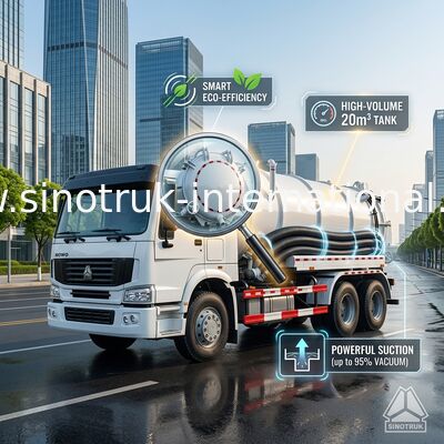 SINOTRUK HOWO  Vacuum Sewage Suction Truck 15CBM LHD 6X4 Euro2 290HP