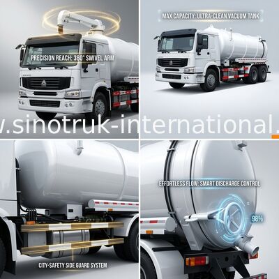 Low Fuel Consumption Sewer Cleaning Equipment Vacuum Pump Truck 6X4 Euro2 336HP