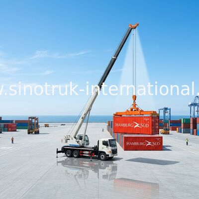 37 Tons Container Side Loader Truck Mounted Crane 3 Axles Semi Trailer Truck