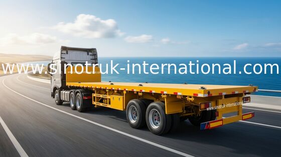 SINOTRUK Mn Steel 3 Axles Flatbed Cargo Full مقطورة