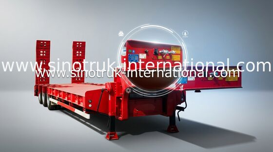 Loading Construction Machines Hydraulic Flatbed Trailer 3 Axles 80 Tons 17m