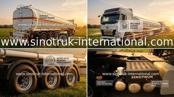A7 Semi Trailer Truck 3 Axles Fuel Oil Delivery Truck With 50000L - 65000L Tank