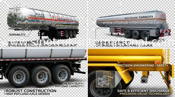 Large Capacity Tri - Axle Diesel Tankers Semi Trailer Truck 50 - 80Tons