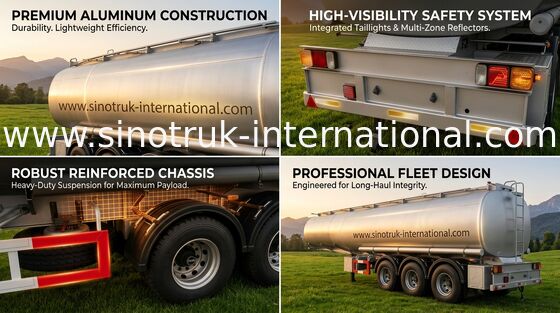 50 - 60 CBM SINOTRUK Oil Tank Truck 3 - 4 Axles Hydraulic Flatbed Trailer