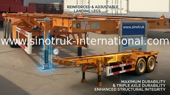 Flat Bed Semi Trailer Truck For 20 Or 40 Feet Container Carrying