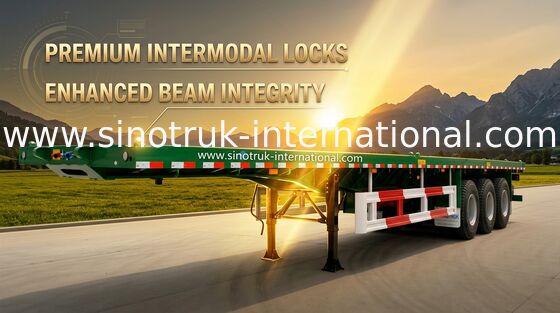 Flat-bed Semi Trailer Truck 3 Axles 30-60Tons 13m for Container Loading