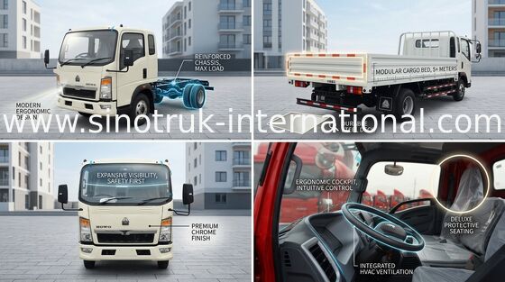 8 Tons Light Duty Truck LHD 4X2 SINOTRUK HOWO 116HP ZZ1087D3614C180