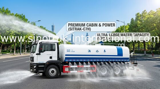 SINOTRUK SITRAK Water Tank Truck 6x4 LHD 15-20CBM نطاق الرش واسع