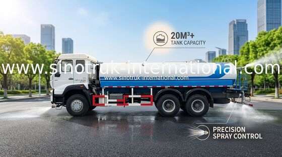 5000 جالون شاحنة صهريج مياه ساينو تراك 11.00R20 شعاعي الإطارات 9920 × 2496 × 3550 مم