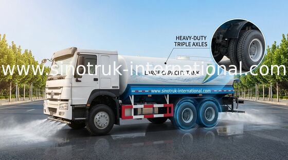 SINOTRUK HOWO Water Tank Truck 6x4 LHD 15-20CBM نطاق الرش واسع