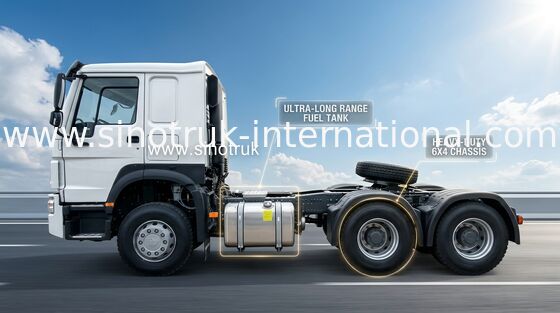ساينو تراك هوو شاحنة جرار Lhd 10 عجلات 400 حصان 6 × 4 HW76 أبيض