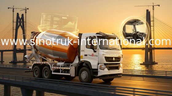 ISO Concrete Mixer Truck With Pump , Mobile Industrial Concrete Mixing Equipment