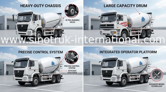 شاحنة خلط الخرسانة 10CBM 290HP 6X4 RHD مضخة الخرسانة