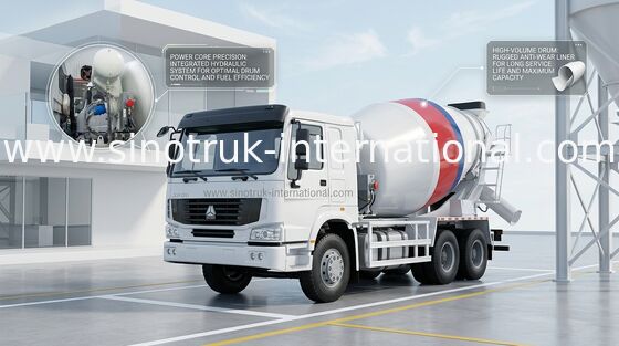 ZZ5257GJBN3841W شاحنة خلط الخرسانة اسمنت 10CBM 371HP 6X4 LHD
