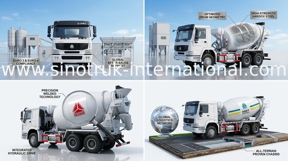 شاحنة خلط الخرسانة SINOTRUK HOWO 10CBM 290HP 6X4 LHD ZZ5257GJBM3841W