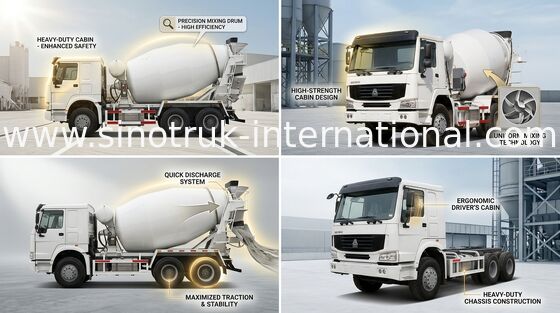 شاحنة خلط الخرسانة SINOTRUK HOWO 10CBM 336HP 6X4 LHD ZZ5257GJBN3841W