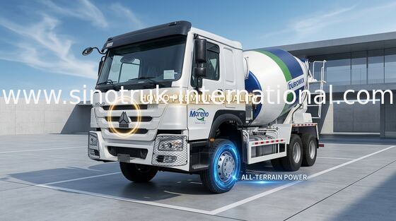 SINOTRUK WHITE HOWO 371HP شاحنة خلط الخرسانة LHD