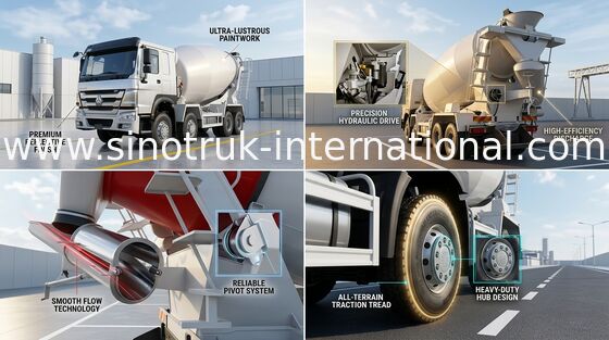 SINOTRUK HOWO شاحنة خلط الخرسانة 16CBM 371HP 8X4 LHD ZZ1317N3667A