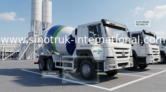 شاحنة خلط الخرسانة HOWO SINOTRUK 371HP White Euro II ZZ1257N3841W