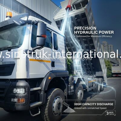 26.91 سي بي إم قوى هوو تكس 8x4 شاحنة تيمبر دمپ مع 12.00R20 عجلة