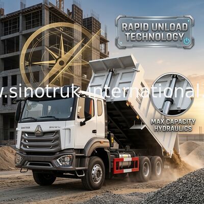 2 ركاب Sinotruk Hohan ناقلة النفايات ويتشاي المحرك 6 × 4 LHD 380HP مع نوع ناقل نقل يدوي