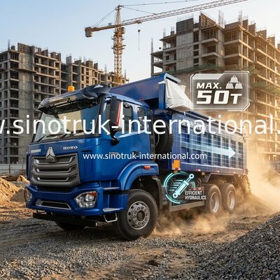 سينوتروك هوهان نيو هو 30 - 40 طن RHD 10 عجلات غشاشة للبناء الأزرق عالية الكفاءة رفع وتفريغ