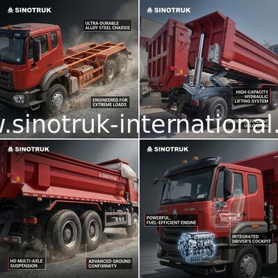 شاحنة سينوتروك هوهان الجديدة N7 8 × 4 12 عجلات 380Hp Lhd أو Rhd مع حاوية نوع U