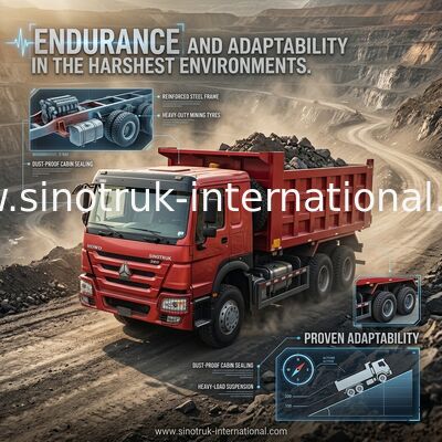 سينوتروك هوو 380HP شاحنة 6X4 حمراء