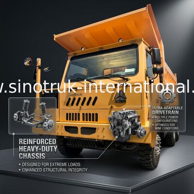 شاحنة نقالة الصناعة الصينية (Sinotruk Howo Mining Tipper Dump Truck) 90 طن 6 × 4 جسم شحن فولاذ عالي القوة