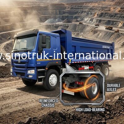 RHD 8 × 4 12 عجلة ZZ3317V3847B1R قوة حصانية عالية استهلاك وقود منخفض 380HP شاحنة HOWO الزرقاء