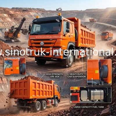 400 حصان برتقالية شاحنة HOWO RHD 6 × 4 10 عجلات قوة حصان عالية