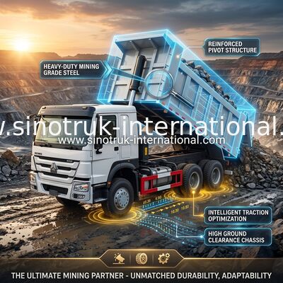 ZZ3257V3847B1 قوة حصان عالية شاحنة HOWO Tipper 6 × 4 10 عجلات 400HP استهلاك الوقود المنخفض