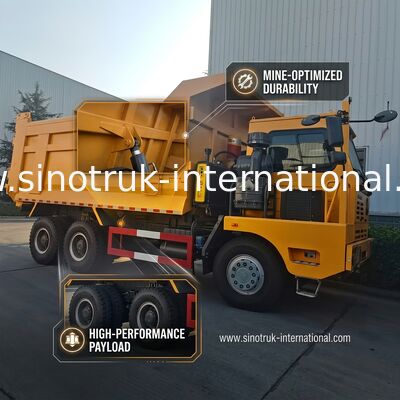 شاحنة قلابة قلابة ثقيلة SINOTRUK LHD مع كابينة هيكل عظمي عالية القوة من جانب واحد باللون الأصفر
