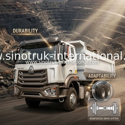HOWO N7 LHD 12wheels 8X4 400HP شاحنة قلابة للتعدين