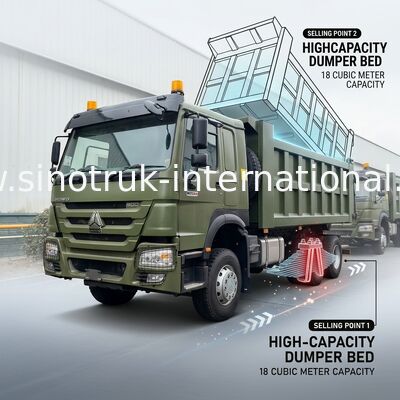 RHD 6 × 4 10 عجلات ZZ3257V3847B1R 400 حصان خضراء HOWO شاحنة تيبر قوة حصان عالية
