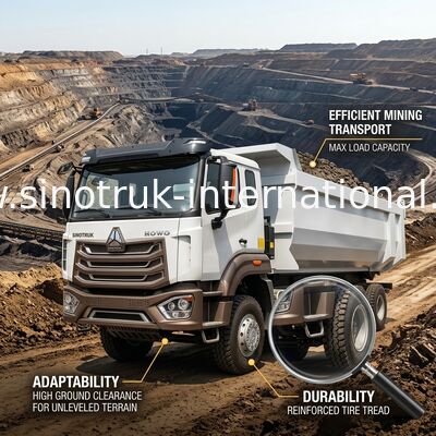 HOWO N7 Cab LHD 12wheels 8X4 400HP شاحنة قلابة للتعدين نوع U.