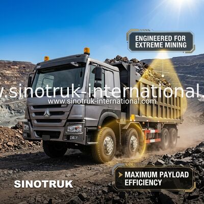 RHD 8 × 4 12 عجلات قوة حصانية عالية HOWO 26CBM شاحنة تيبر 380HP استهلاك وقود منخفض