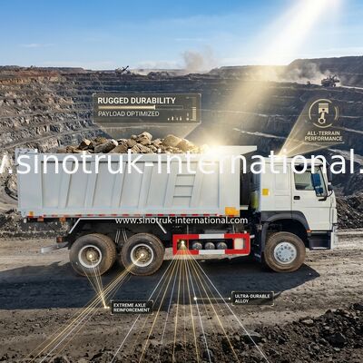 RHD 6 × 6 10 عجلات بيضاء HOWO شاحنة تيبر كاملة القيادة قوة حصانية عالية 380 حصان