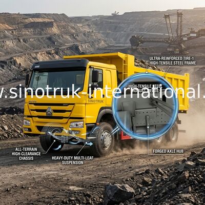 10 عجلات قوة حصان عالية 400HP HOWO قلابة شاحنة انخفاض استهلاك الوقود